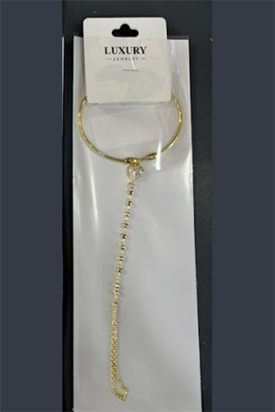 Toptan Zirkon Taşlı Kalp Figürlü Gold Kelepçe Şahmeran