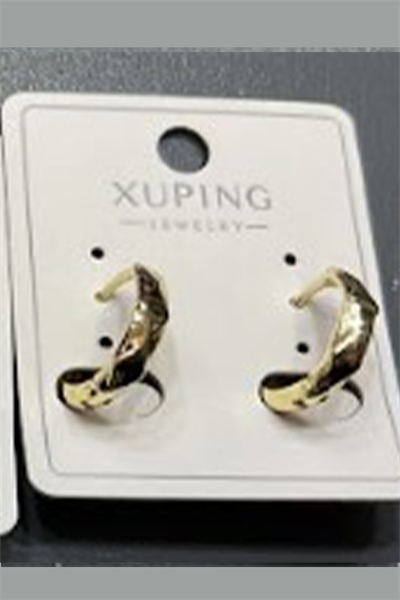 Xuping Gold Vintage Dövme Metal Dokulu Burgu Halka Küpe Toptan