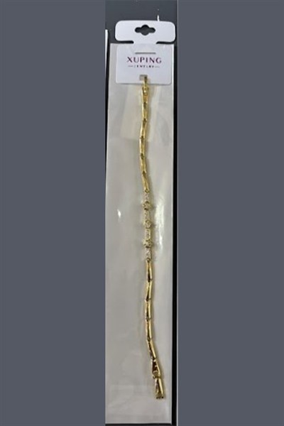 Xuping Toptan Bambu Zincir Model Zirkon Taşlı Gold Bileklik