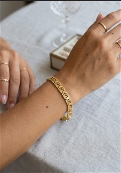 Xuping Toptan Geometrik Bakla Model Zirkon Taşlı Gold Bileklik
