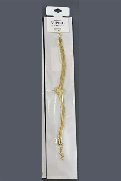Xuping Toptan İtalyan Ezme Zincir Zirkon Taşlı Güneş Figürlü Bileklik