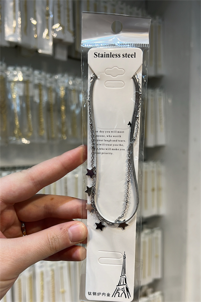 Yıldız Figürlü Stainless Steel İkili Zincir Kolye Toptan Satış