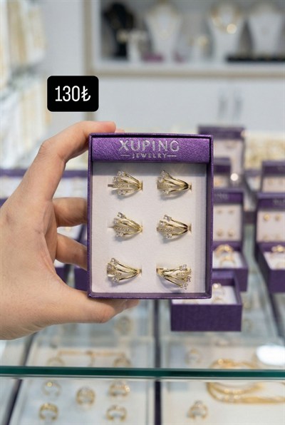 Zirkon Işıltılı Modern Form Toptan Çelik Takı Yüzük Modeli
