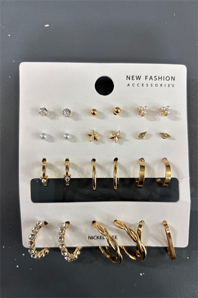 Zirkon Taşlı ve İncili Gold Model