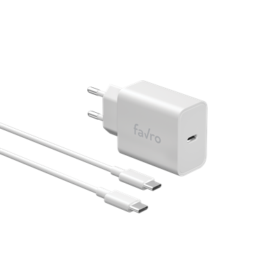 Favro 30W PD USB-C Hızlı Şarj Adaptörü + Type-C Şarj Kablosu