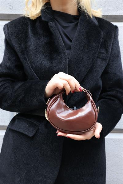 Mini Acı Kahve Rugan Çanta