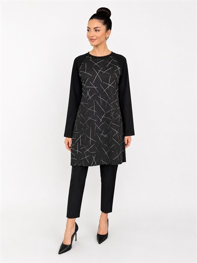 A103655 Baskı Detaylı Tunik / GÜMÜŞ
