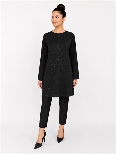 A103655 Baskı Detaylı Tunik / SİYAH