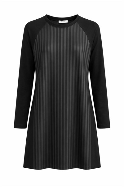 A103755 Aguaje Bisiklet Yaka Tunik / SİYAH-SİYAH