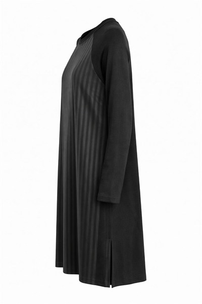 A103755 Aguaje Bisiklet Yaka Tunik / SİYAH-SİYAH