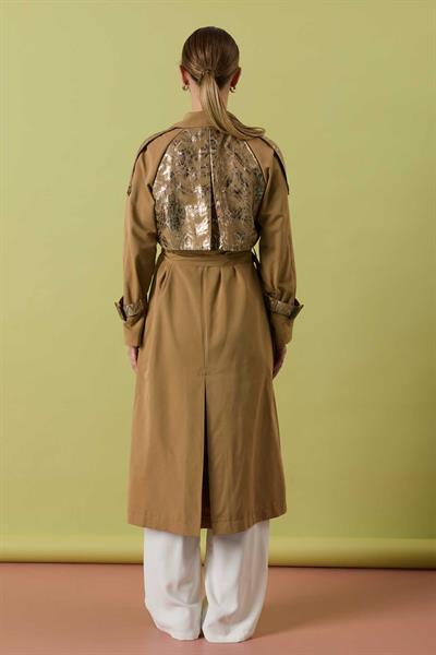 A20535 Aguaje Düğme Detaylı Trençkot / CAMEL