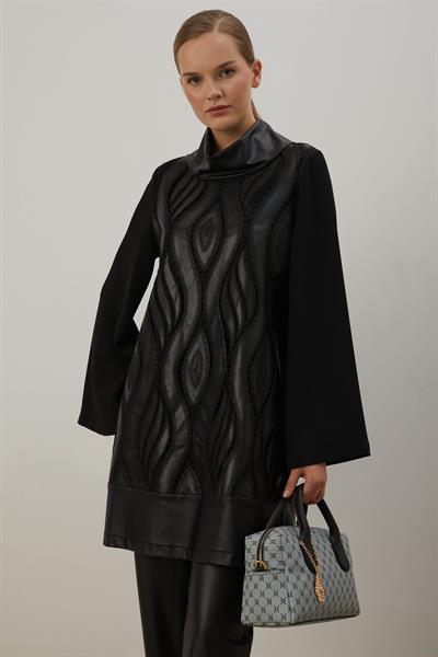 A402944 Aguaje Deri Kombinli Takım / SİYAH