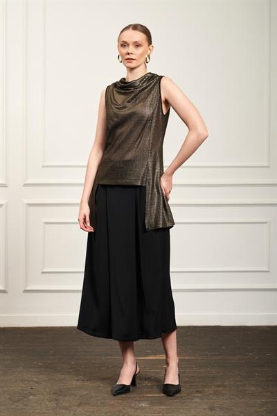 A406144 Aguaje Pantolon Etekli File Bluzlu İkili Takım / GOLD
