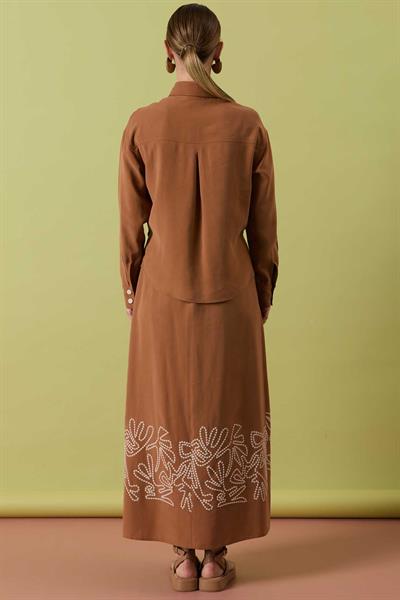 A41055 Aguaje Eteği Baskı Detaylı Takım / KİREMİT