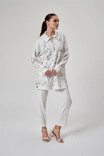 A41265 Aguaje Kuşgözü Detaylı Pantolonlu Takım / EKRU