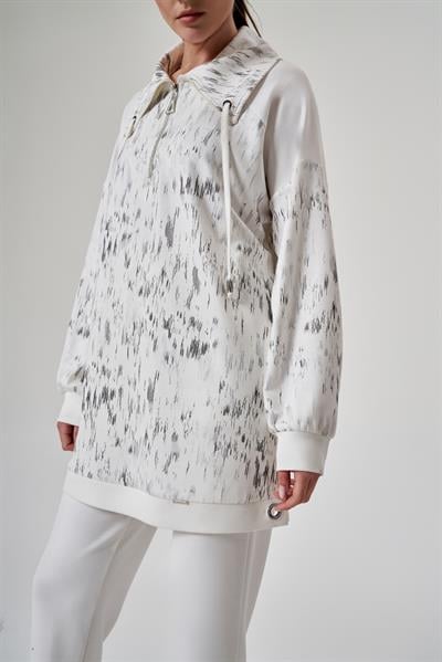A41265 Aguaje Kuşgözü Detaylı Pantolonlu Takım / EKRU