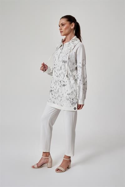 A41265 Aguaje Kuşgözü Detaylı Pantolonlu Takım / EKRU