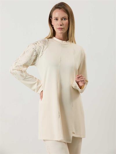 A41485 Aguaje İnci Detaylı Takım / KREM
