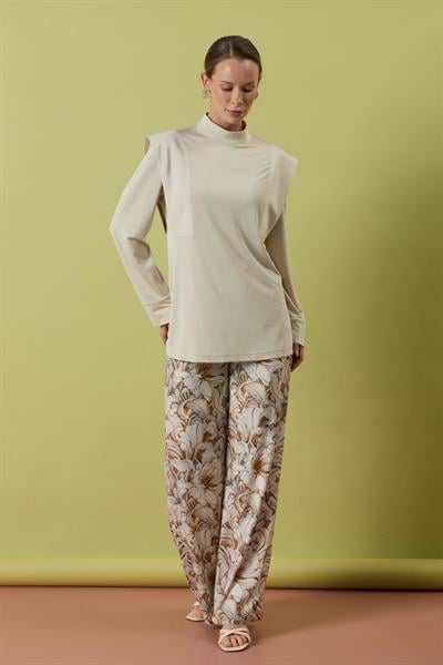 A41635 Aguaje Pantolonu Desenli Takım / BEJ