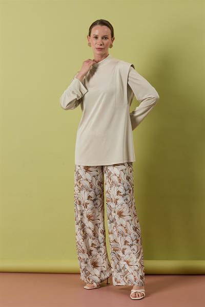A41635 Aguaje Pantolonu Desenli Takım / BEJ