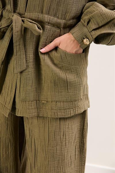 A41655 Aguaje Beli Kuşaklı  Pantolonlu Takım / HAKİ