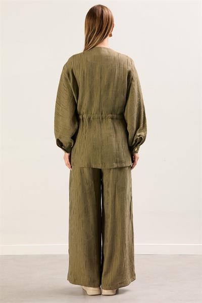 A41655 Aguaje Beli Kuşaklı  Pantolonlu Takım / HAKİ