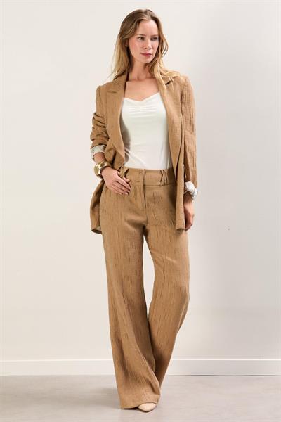 A41745 Aguaje Ceketi Taşlı Pantolonlu Takım / CAMEL