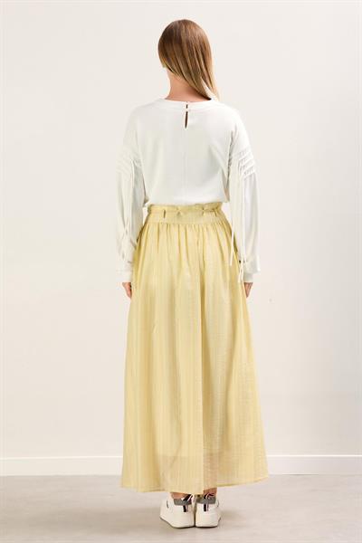 A60525 Aguaje Beli Bağcıklı Cepli Etek / SARI