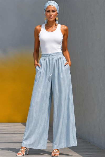 A606155 Aguaje Beli Lastikli Pantolon / MAVİ