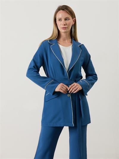 A70355 Aguaje Taş Biye Detaylı Takım / İNDİGO