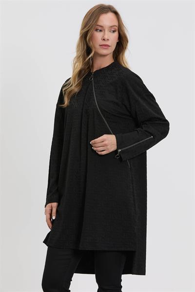 M10014 Melidia Fermuar Detaylı Tunik / SİYAH