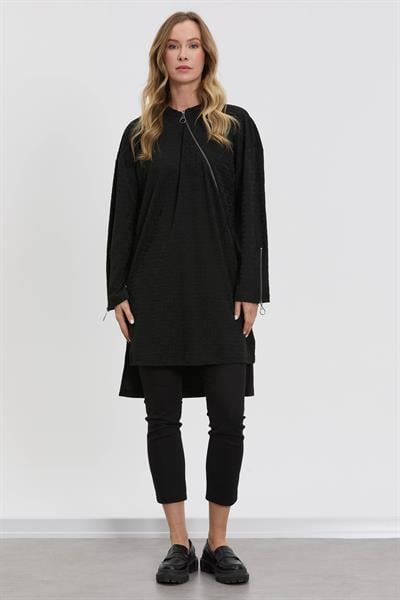 M10014 Melidia Fermuar Detaylı Tunik / SİYAH
