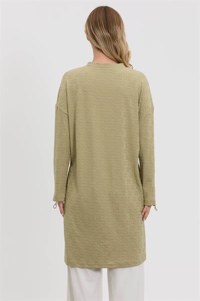 M10014 Melidia Fermuar Detaylı Tunik / YAĞ YEŞİLİ