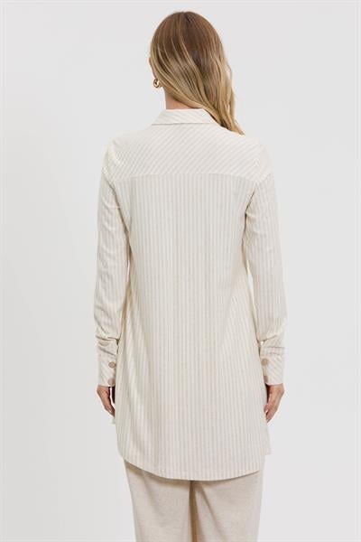 M10634 Melidia Fermuar Detaylı Tunik / İNCE ÇİZGİ BEJ