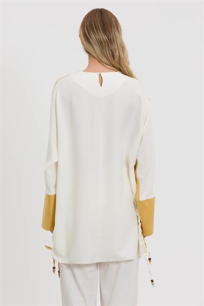 M10844 Melidia Yanları Büzgülü Tunik / SARI