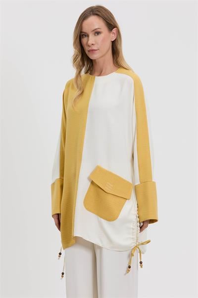 M10844 Melidia Yanları Büzgülü Tunik / SARI