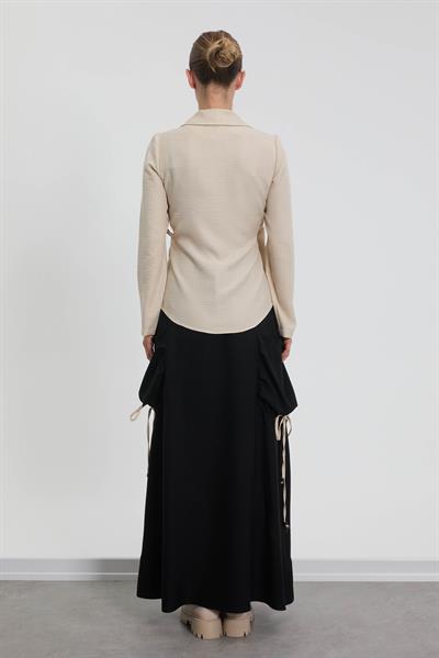 M40474 Melidia Bağlamalı Ceket Takım / BEJ