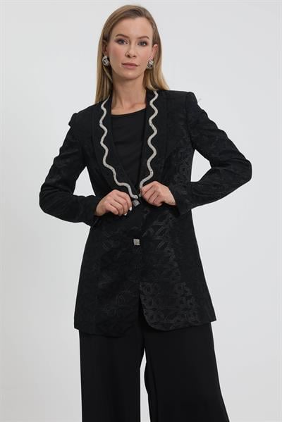 M70394 Melidia Jakarlı Pantolonlu Takım / SİYAH
