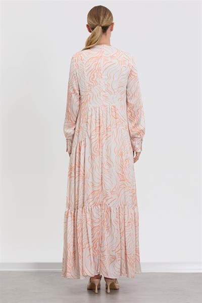 M70884 Melidia Kolyeli Desenli Elbise / ORANJ