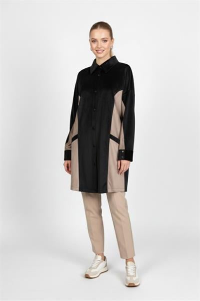 NC1040 Newcarmen Düğmeli Tunik / SİYAH