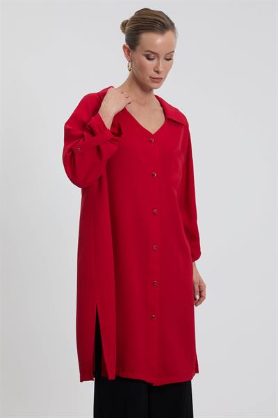 NC2068 Newcarmen Düğme Detaylı Tunik / KIRMIZI
