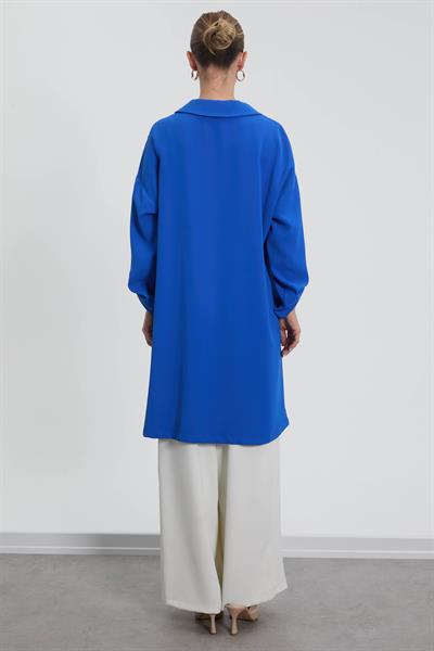 NC2068 Newcarmen Düğme Detaylı Tunik / SAKS MAVİ
