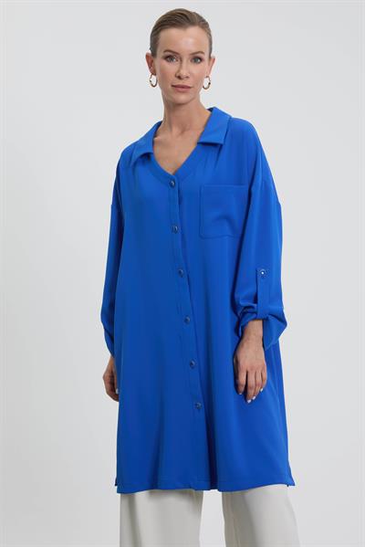 NC2068 Newcarmen Düğme Detaylı Tunik / SAKS MAVİ