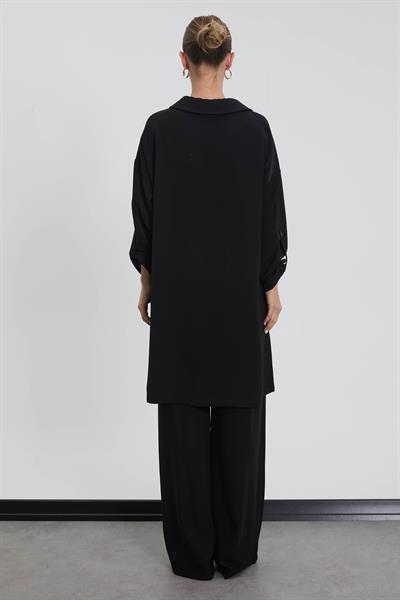 NC2068 Newcarmen Düğme Detaylı Tunik / SİYAH
