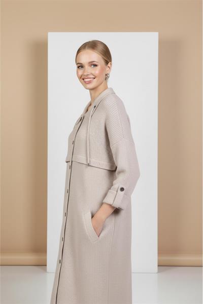 NC2070 Newcarmen Düğme Detaylı Hırka / BEJ