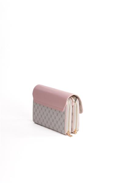 T47844 Sidney Tuğba Kadın Çapraz Çanta / BASKILI PEMBE