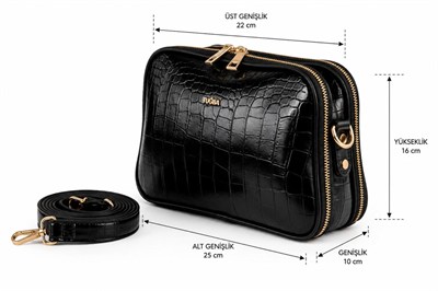 T4855 Tuğba Kadın Çapraz Çanta / KROKO SİYAH
