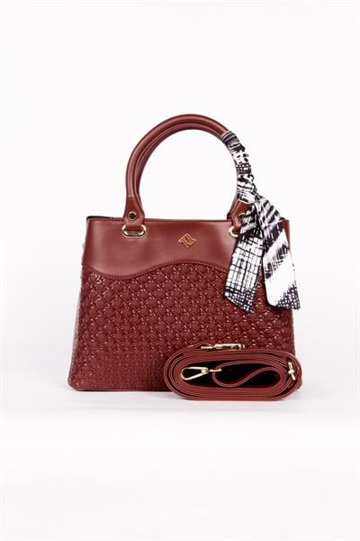 T4911 Lucinda Tuğba Kadın El Çantası / HASIR BORDO