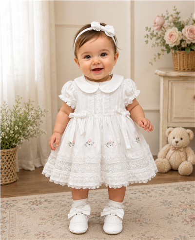 Moon Star Fiyonk Elbise Beyaz