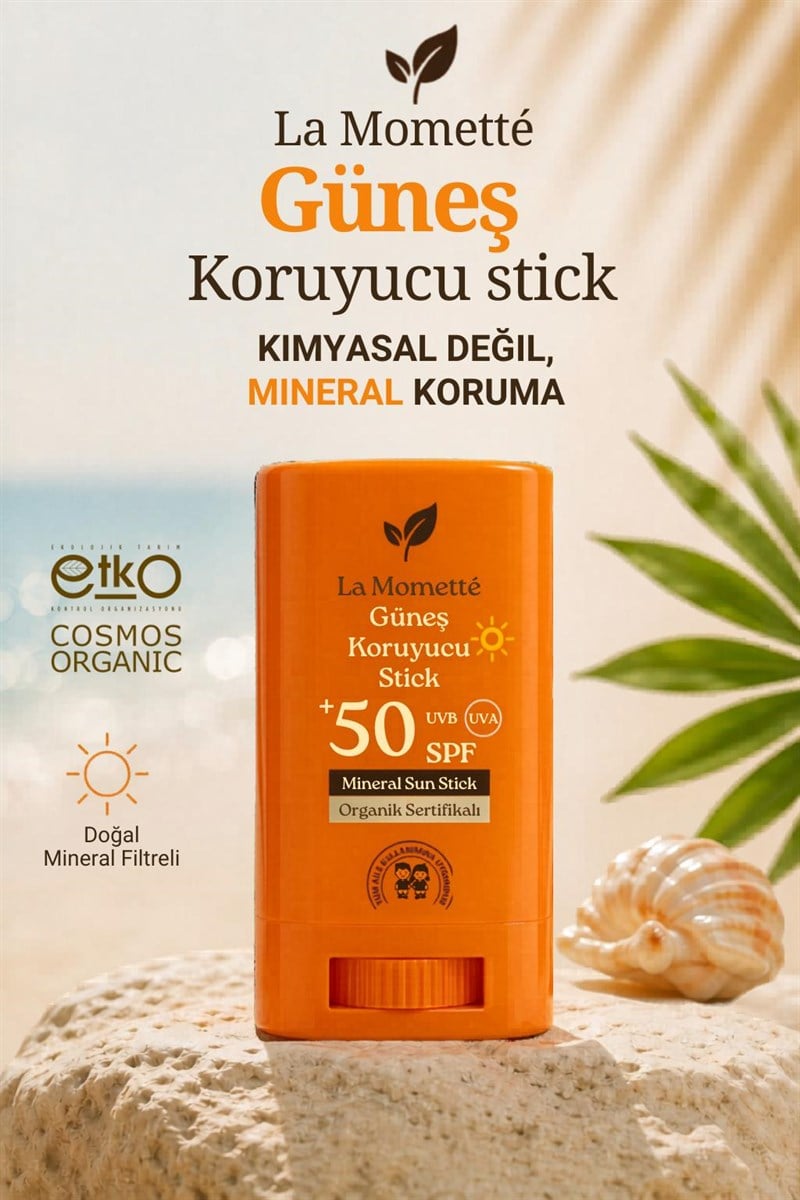 La Momette 50+ SPF %100 Mineral Filtreli Doğal-Organik Güneş Koruyucu Stick (Bebekler ve Tüm Aile için)